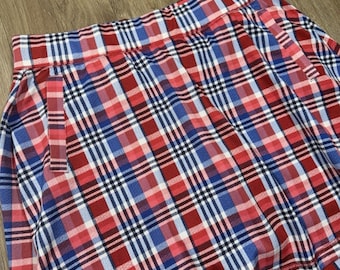 Women’s Talbots Size M Red & Blue Plaid Stretch Waist Tennis Skirt