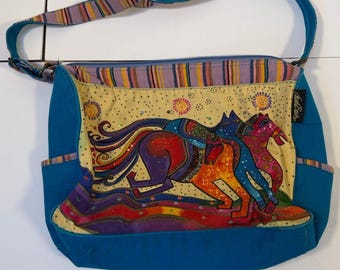 Women’s Vibrant, Color, Laurel, Birch Handbag With Psychedelic Horses