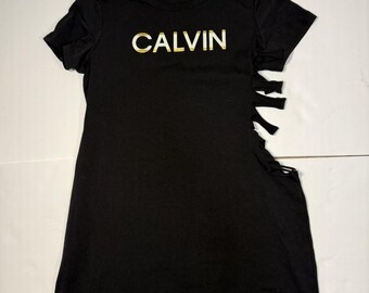 Women’s Black Calvin Klein Pullover Dress with Side Slits Size Large