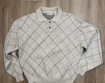 Polo de punto estilo soprano de los 90, color beige, talla mediana, para hombre, marca Cypress Links.