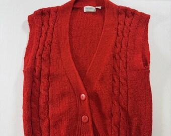 Chaleco suéter Shenanigans vintage rojo navideño para mujer, talla L