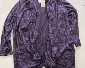 Top vintage para mujer, talla pequeña, grande, morado, con estampado floral Cold Water Creek, nuevo, con etiquetas
