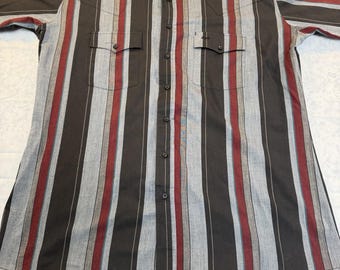 Vintage Men’s Size XLT Silver Spur Striped Long Sleeve Button Down Shirt
