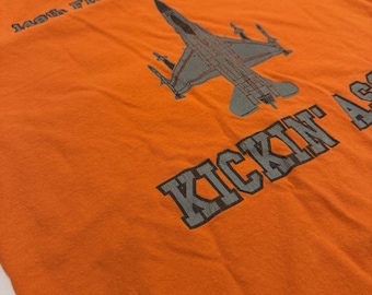 Men’s Size Small Orange 148 Fighter Squadron T-Shirt With Measurements