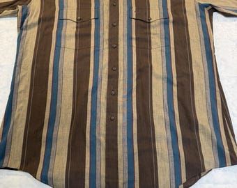 Vintage Men’s Size 2XLT Silver Spur Striped Long Sleeve Button Down Shirt