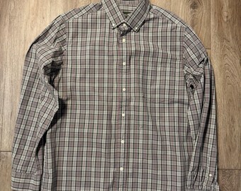 Men’s Size, Large Plaid, Eddie Bauer Legend Wash Long Sleeve Dress Shirt