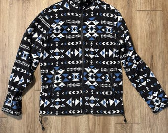Mens Black Tribal Print Size Small Original Use Zip Up Collared Sweater Jacket