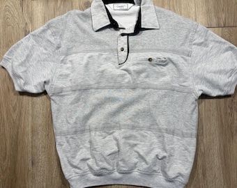 Polo de hombre estilo soprano gris, talla M, estilo vintage de los 90, marca PalmLand Classics.