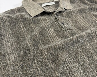 Mens Vintage Gray Size M Knightsbridge Sopranos Style Long Sleeve Polo Shirt