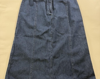 Falda vaquera vintage para mujer, 100 % algodón, talla 8, color blanco y azul ciervo