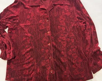 Blusa roja con botones y estampado paisley Cold Water Creek para mujer, talla M