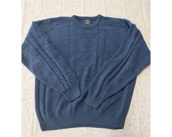 Vintage Blue JanTzen Sweater Size XL with Pattern Made In USA