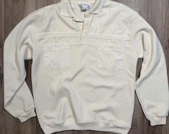 Mens Vintage Size S WentWorth Off White Long Sleeve Soprano Style Polo Shirt