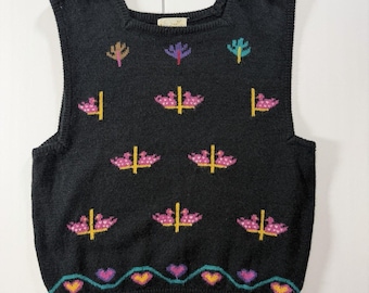 Chaleco vintage Jantzen Duck&Hearts Stitch Cottage Core para mujer, talla grande