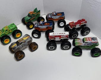 Boys Toy Trucks 8 Piece Bundle- 6 Hot Wheel Trucks & 2 Monster Jam Trucks