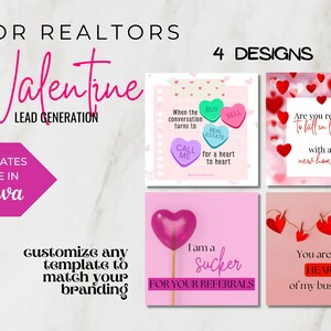 Valentine Real Estate Lead Generation Realtor Social Media Marketing Canva Templates for Realtors Easy to Edit 4 Designs image 1