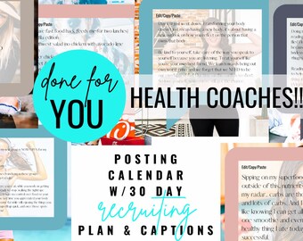 Recruit Coaches & Clients thru Social Media | 30 Days - Monthly Plan DONE FOR YOU | Instagram | Health Coach Content and Posts Bundle