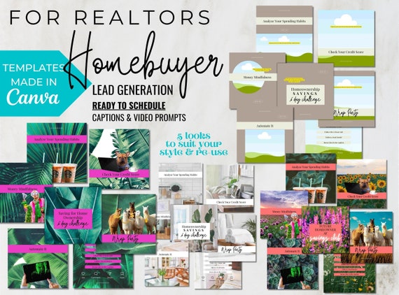 Successful Real Estate Lead Generation Social Media Marketing Home Buyer  Savings Challenge Canva Templates Captions Reel Prompts 