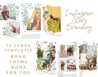 14 INSTAGRAM STORY Done For You CANVA Templates | Social Media Branding Story Templates | Floral Beauty Boho Polka Dot Leaf Frame Background