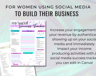Entrepreneur Weekly Social Media Habits Tracker | Build your business with this consistent daily tracker | CANVA TEMPLATE | 2 VERSIONS