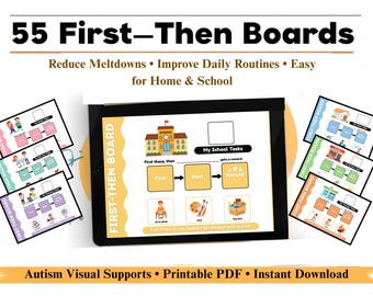 Schede visive prima e poi per l'autismo / 55 pagine di schede di attività di routine (PDF)