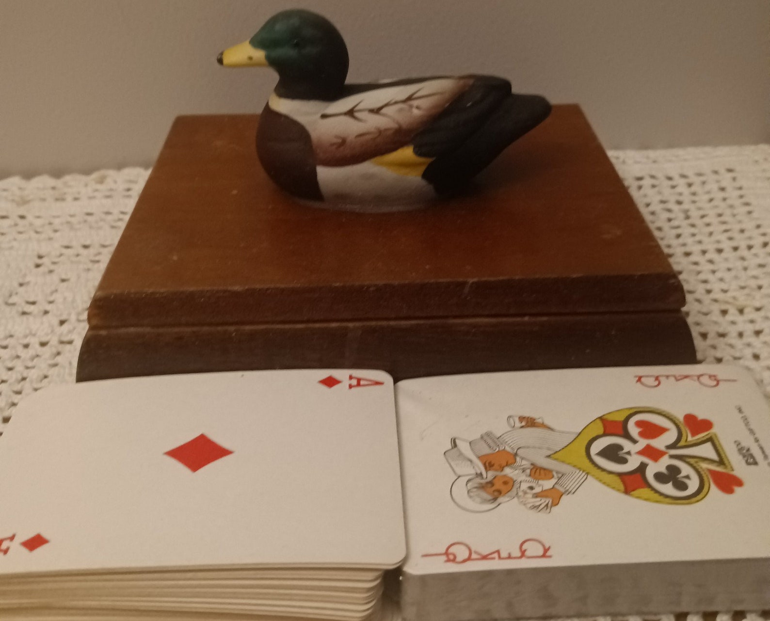 Vintage Wood Mallard Duck Playing Cards Storage Hinged Cover Etsy