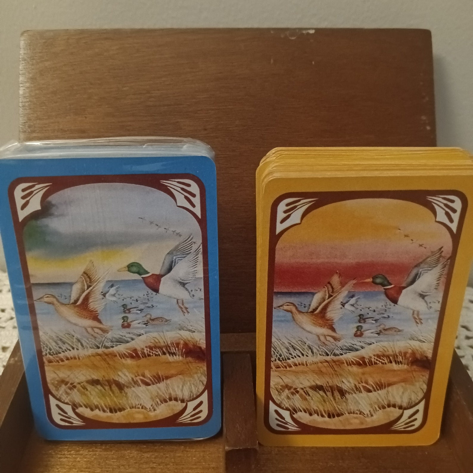 Vintage Wood Mallard Duck Playing Cards Storage Hinged Cover Etsy