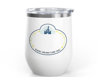 Vaso de vino con etiqueta con el nombre del miembro del reparto, 355 ml