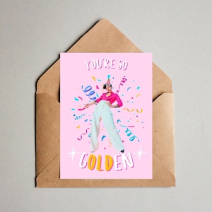 ハリー・スタイルズの印刷可能な誕生日カード / 黄金の誕生日カード