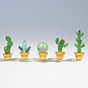 Mini Glass Cactus, Handmade Glass Succulent, Glass Desk Decor, Cute Potted Plant, Unique Home Decoration, Gift for Mom, Gift for Plant Lover