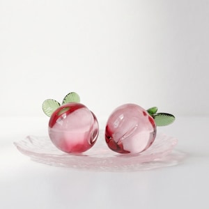 Pink Glass Peach Decor, Blown Glass Fruit Figurine, Cottagecore Kitchen Window Ornament, Aesthetic Table Centerpiece, Housewarming Gift