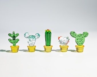 Mini Glass Cactus, Handmade Glass Succulent, Glass Desk Decor, Cute Potted Plant| Summer Home Decor | Unique Birthday Gift