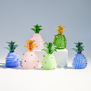 手作りのミニガラスパイナップル、トロピカルフルーツの彫刻、かわいいデスクディスプレイ、ホームデコレーションのアクセント、彼女へのユニークなギフト、フルーツ愛好家へのギフト