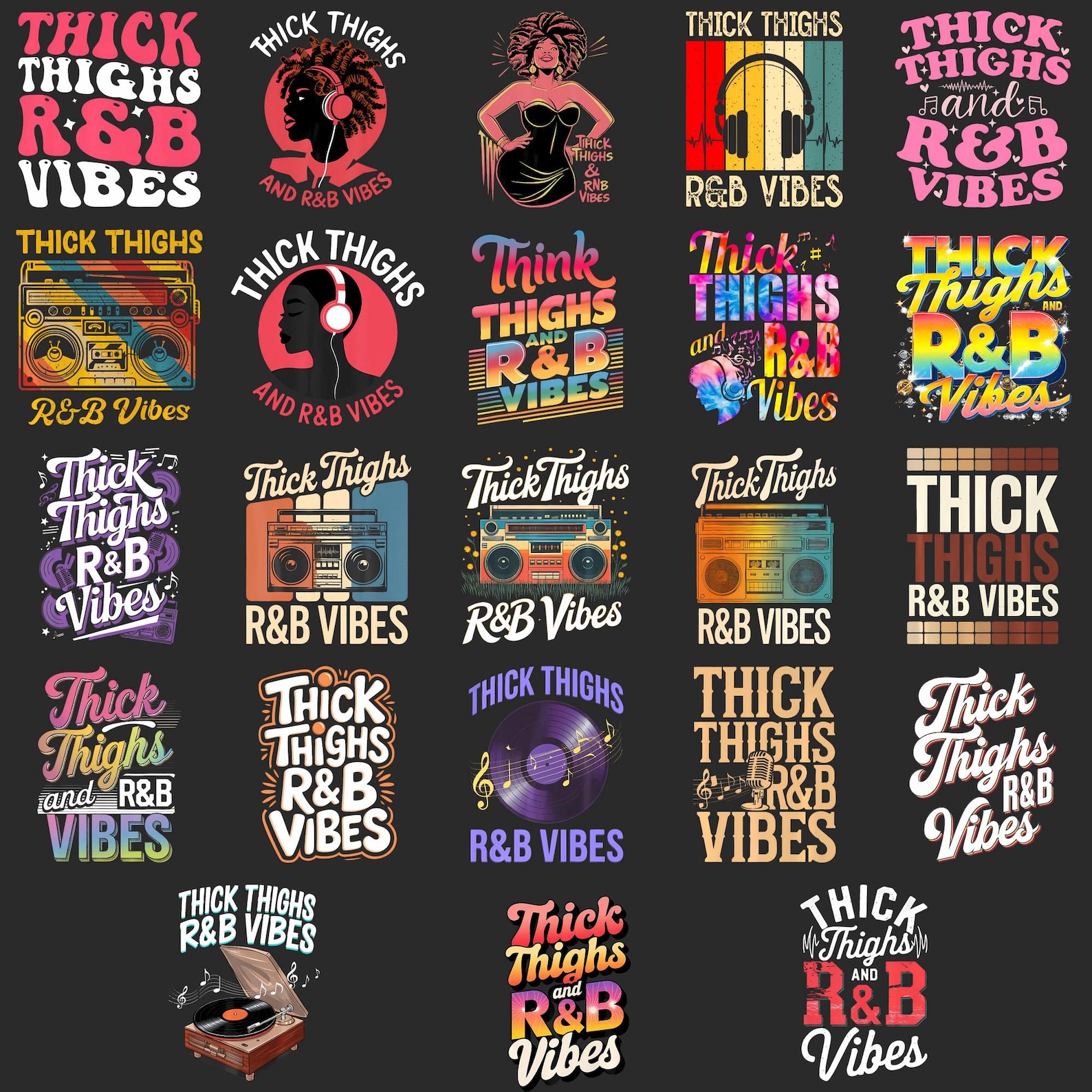Thick Thighs and R&B Vibes Hip Hop PNG - Etsy
