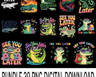 See Ya Later Alligator PNG, Cute Crocodile Summer Clipart, Funny Animal Sublimation Design