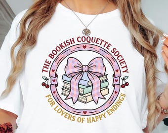 Bookish Coquette Society T-Shirt | Whimsical Book Lover Tee