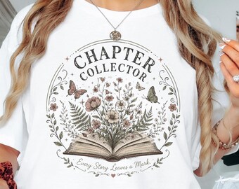 Chapter Collector T-Shirt | Open Book Floral Butterfly Design