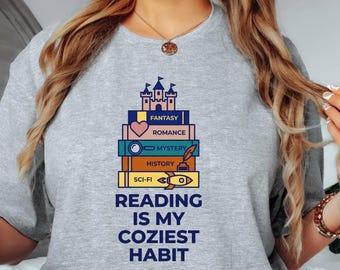 Stack of Genre Books Reading T-Shirt | Book Lover Tee