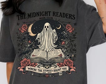 Midnight Readers Ghost T-Shirt | Dark Academia Bookish Comfort Colors Tee