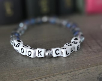 Book Club Bracelet | Crystal Letter Beads | Bookish Jewelry | Reader Accessory