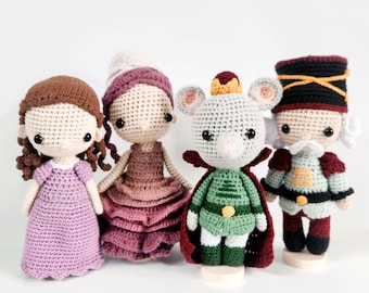 Crochet Pattern Nutcracker Christmas Set, Clara, Sugar Plum Fairy, Mouse King, Nutcracker (PDF Digital Download)