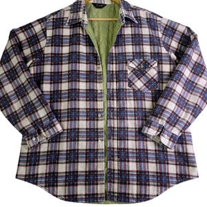 Lee Mens XL Quilt Lined Plaid Flannel Shirt Jacket Shacket Made in USA Vintage
