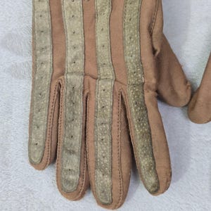 Guantes de conducir vintage Isotoner para mujer, color canela, con ribete de lana grande imagen 11