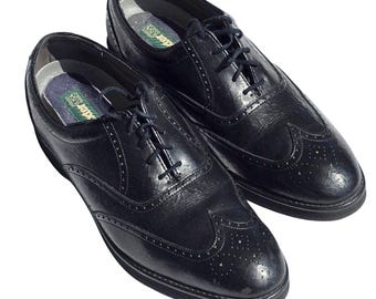 Scarpe eleganti da uomo Dexter taglia 11, nere, modello vintage longwing wingtip brogue derby