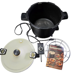Olla a presión eléctrica Vintage Presto GranCookerie para preparar comidas completas, 6 cuartos de galón.