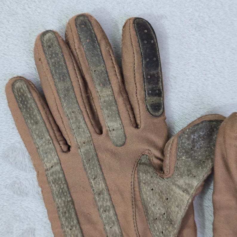 Guantes de conducir vintage Isotoner para mujer, color canela, con ribete de lana grande imagen 7