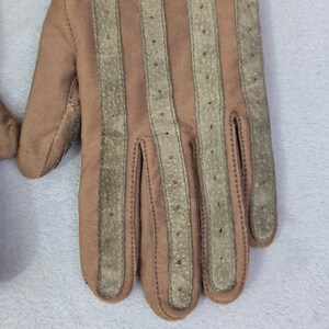 Guantes de conducir vintage Isotoner para mujer, color canela, con ribete de lana grande imagen 12