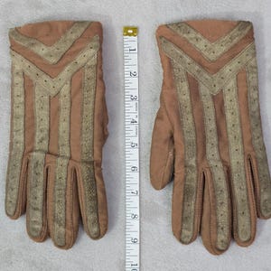 Guantes de conducir vintage Isotoner para mujer, color canela, con ribete de lana grande imagen 4