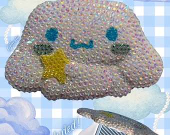 Espejo de maquillaje 2 en 1 con diamantes de imitación hecho a mano de Cinnamoroll con peine