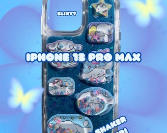 Funda para iPhone 13 Pro Max hecha a mano con pegatina 3D de Cinnamoroll. LISTO PARA ENVIAR.